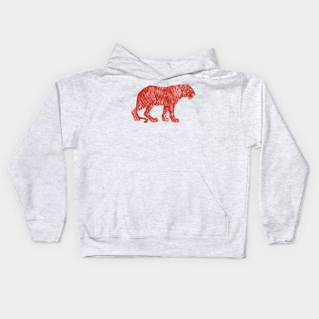 Red Tiger majestic animal design Kids Hoodie by kamdesigns